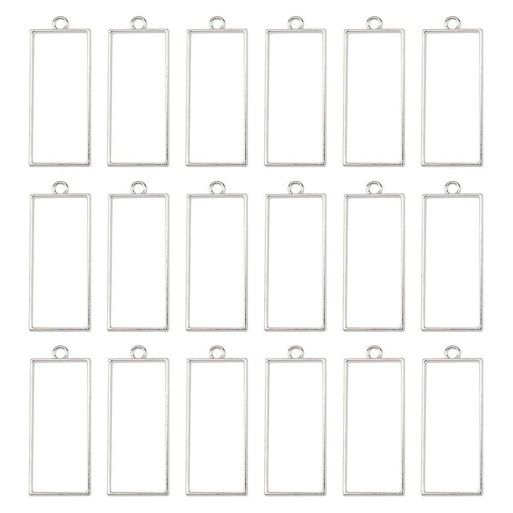 5192 30pcs Rectangle Open Back Bezel Pendants Alloy Hollow Charms for Resin